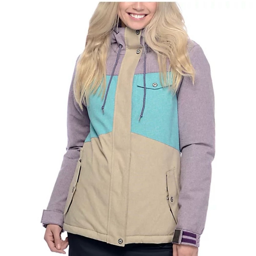APERTURE Snowboard Jacket Waterproof 10,000MM Color block Purple & Cream Size S